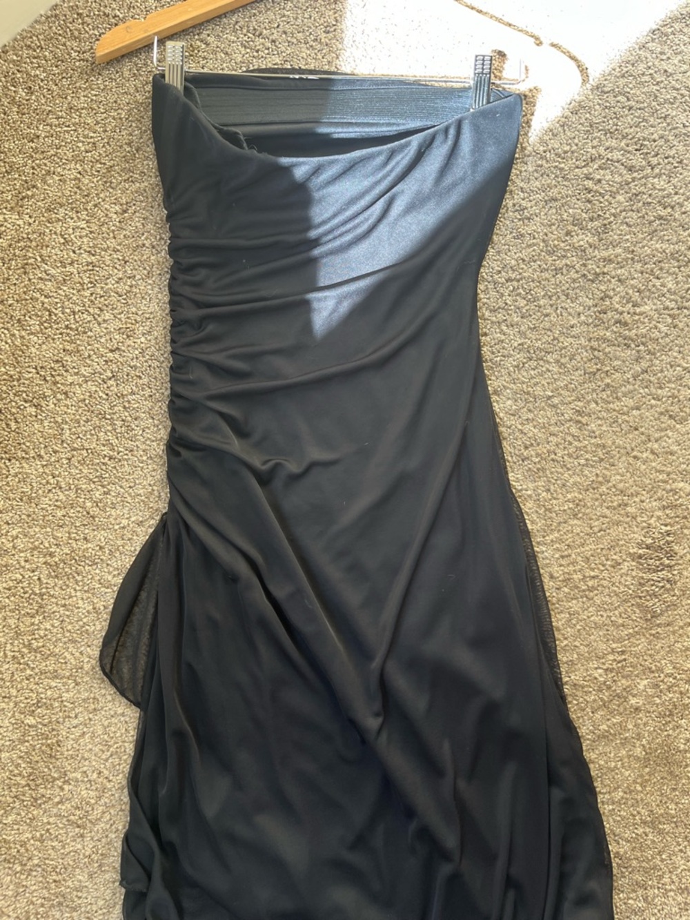 Jessica Black Strapless Floral Ruched Evening Gown - Picture 7 of 7